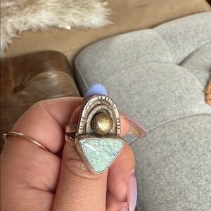Variscite Sterling Silver Statement ring 925, size 7